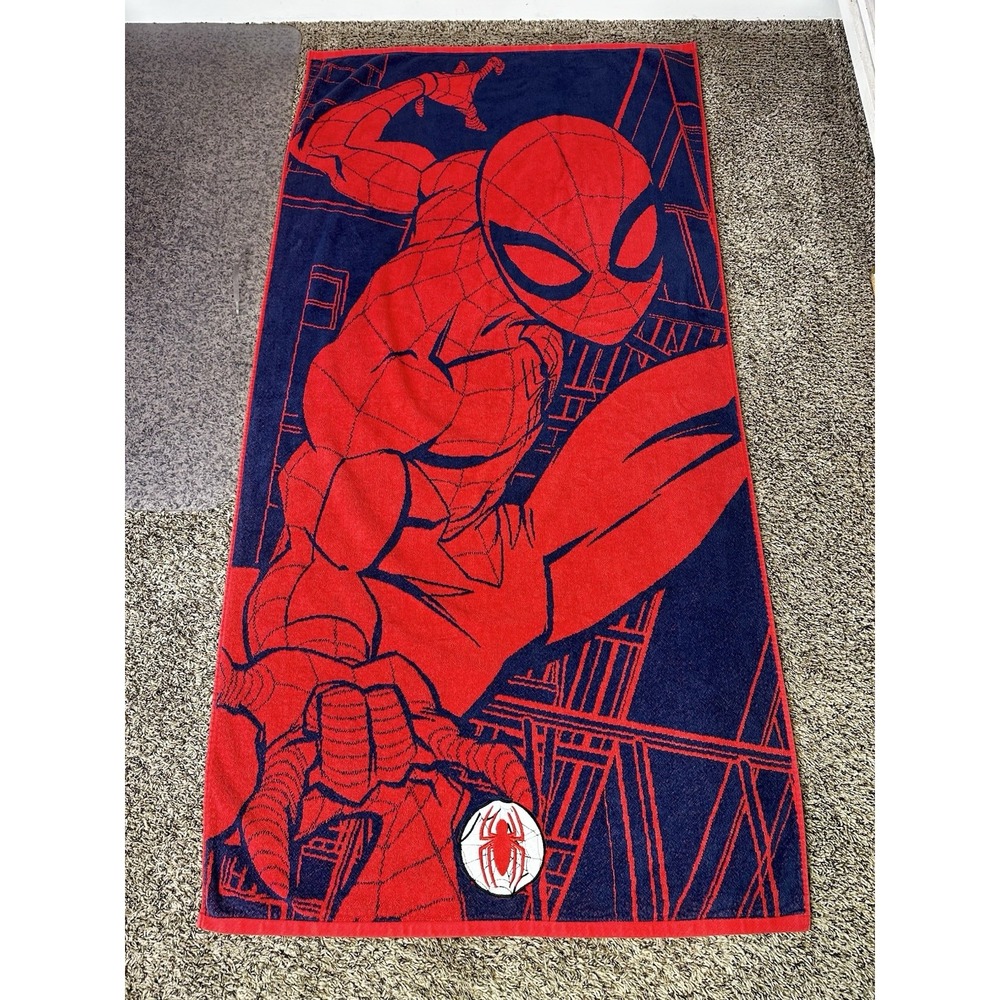 Marvel Spider-Man Beach Towel 29x58 Embroidered Red Blue